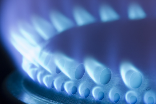 Blue flames of a gas stove