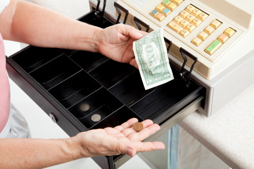 cash register, not full