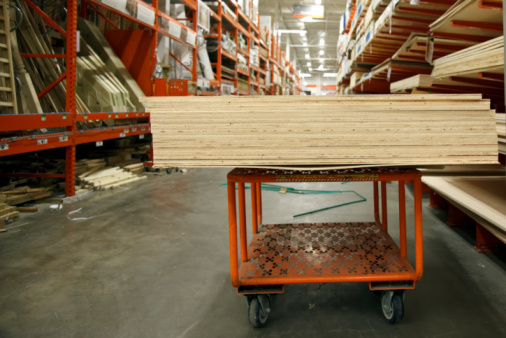 Plywood on a cart