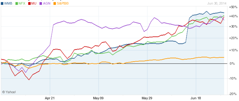 Q2 2014 SP 500 Top gainers