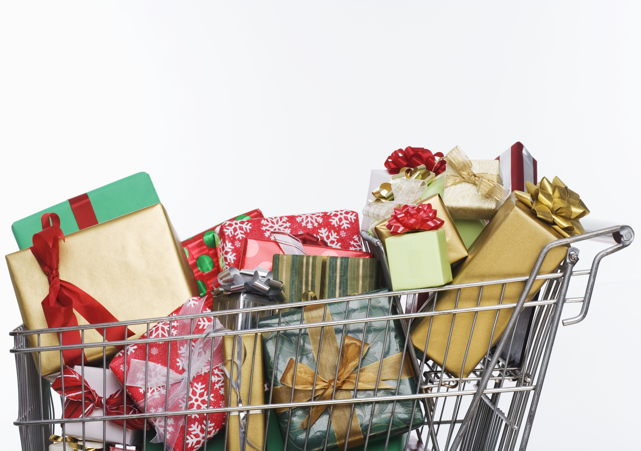 Shopping Cart Full of Christmas Presents