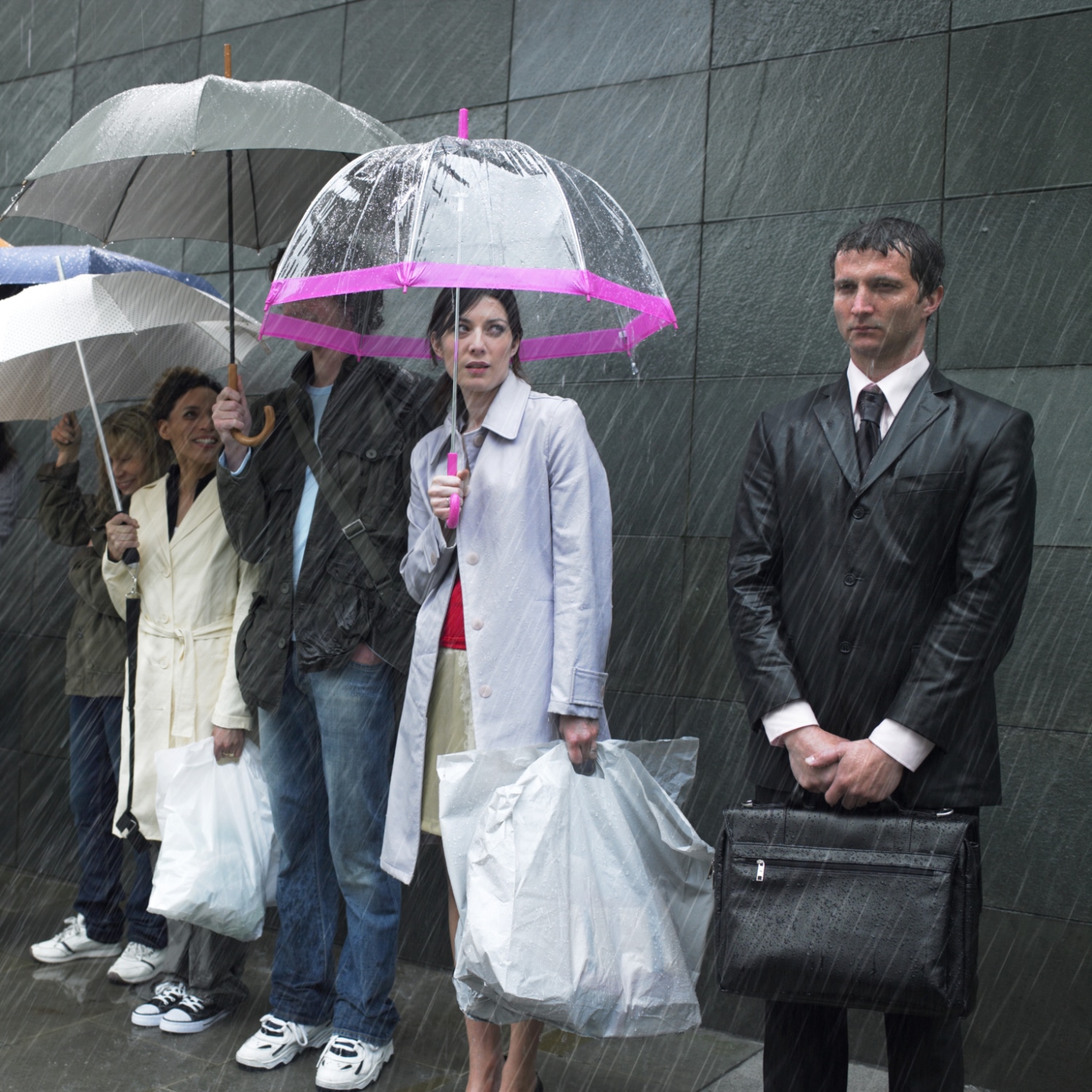 Soaked businessman