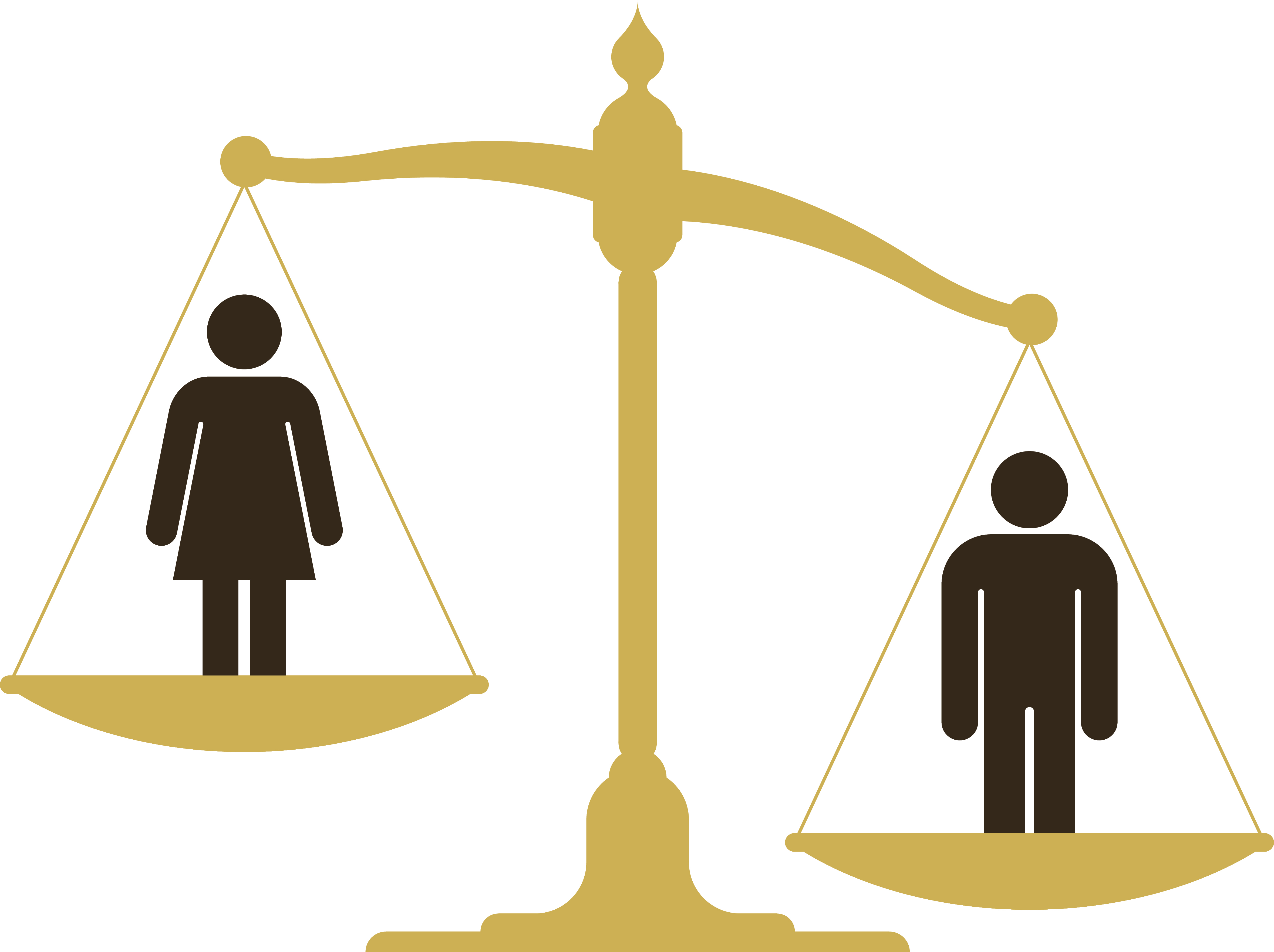 Unbalanced scale with a man and woman