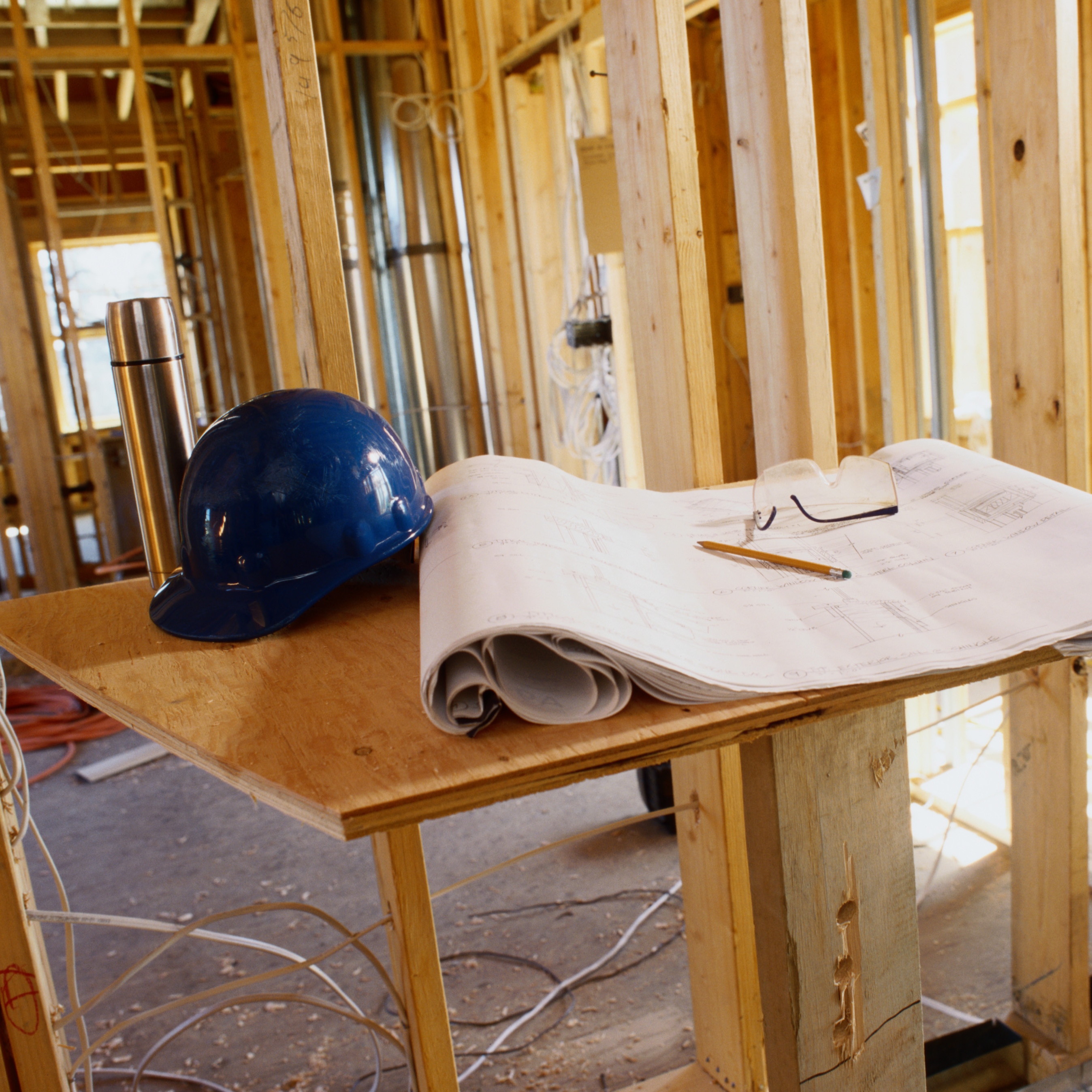 Blueprint and a Hard Hat