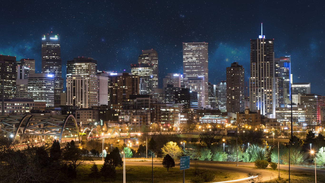 Denver at night, Colorado