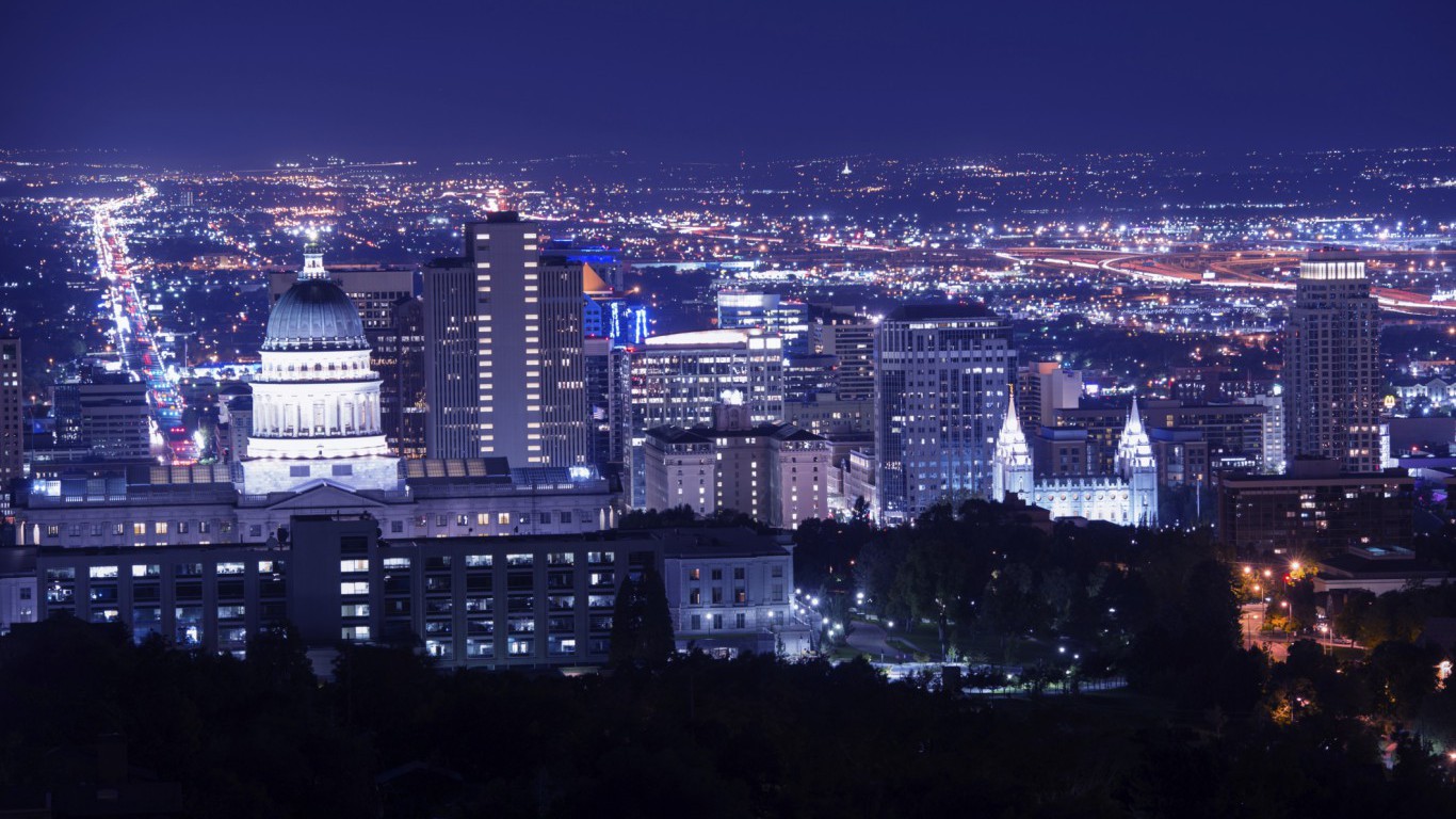 Salt Lake City at night, Utah