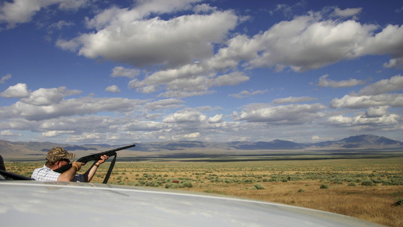 Shooting clay pigeons, Nevada