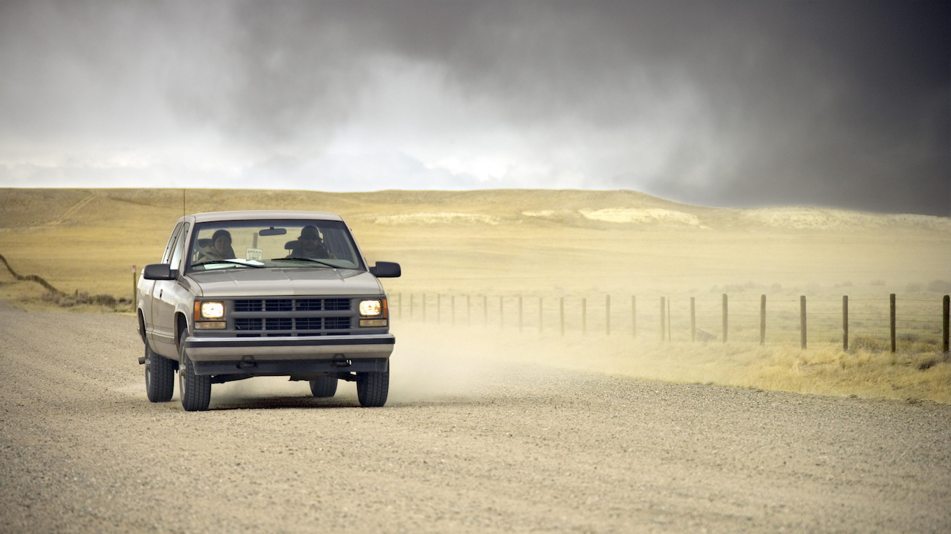 Truck on dirt road