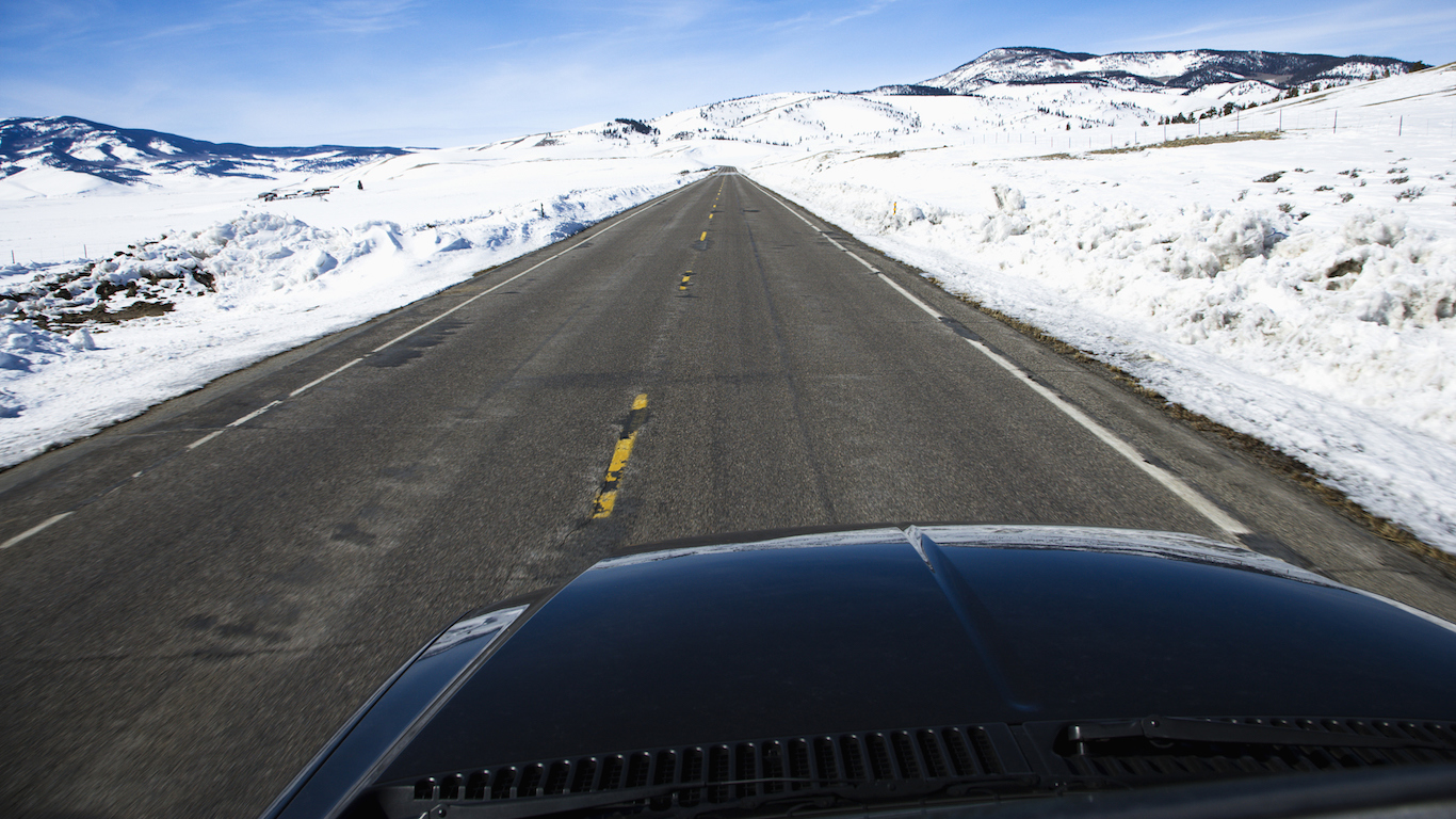 Car on road in winter.