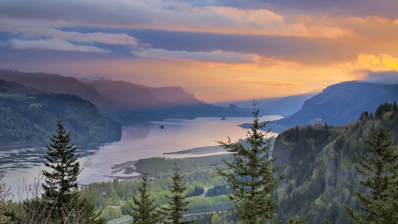Sunrise Over Crown Point at Columbia River Gorge, Oregon