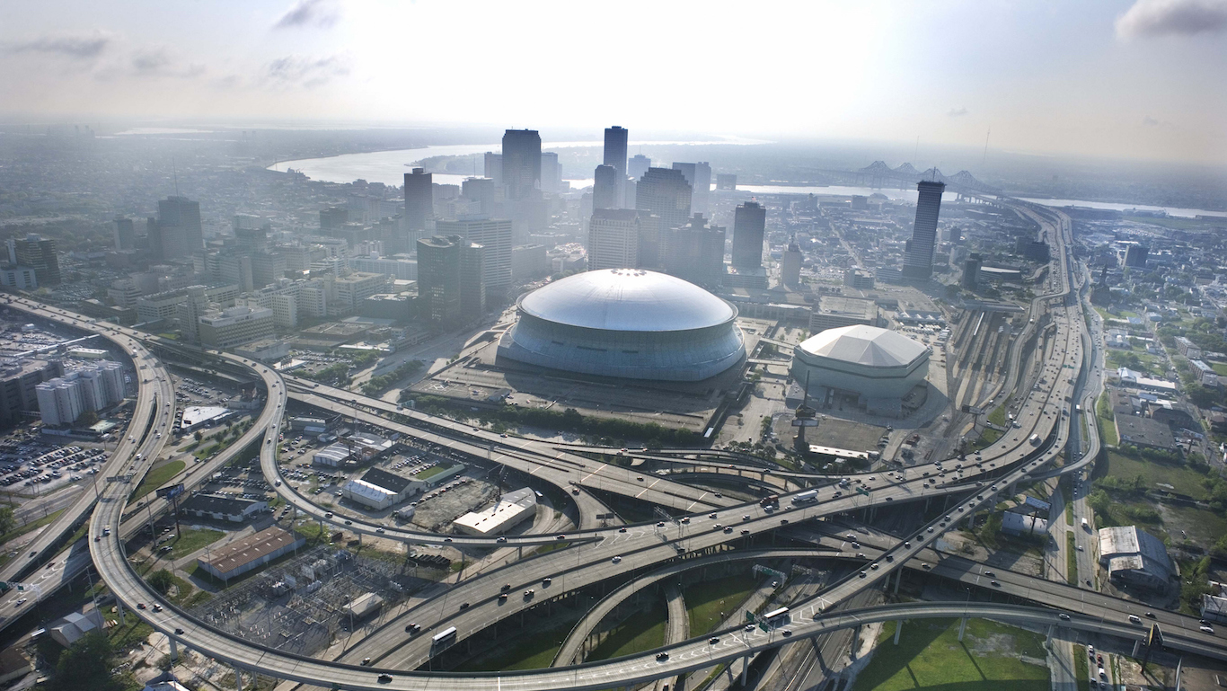 Aerial view of downtown New Orleans, Louisiana