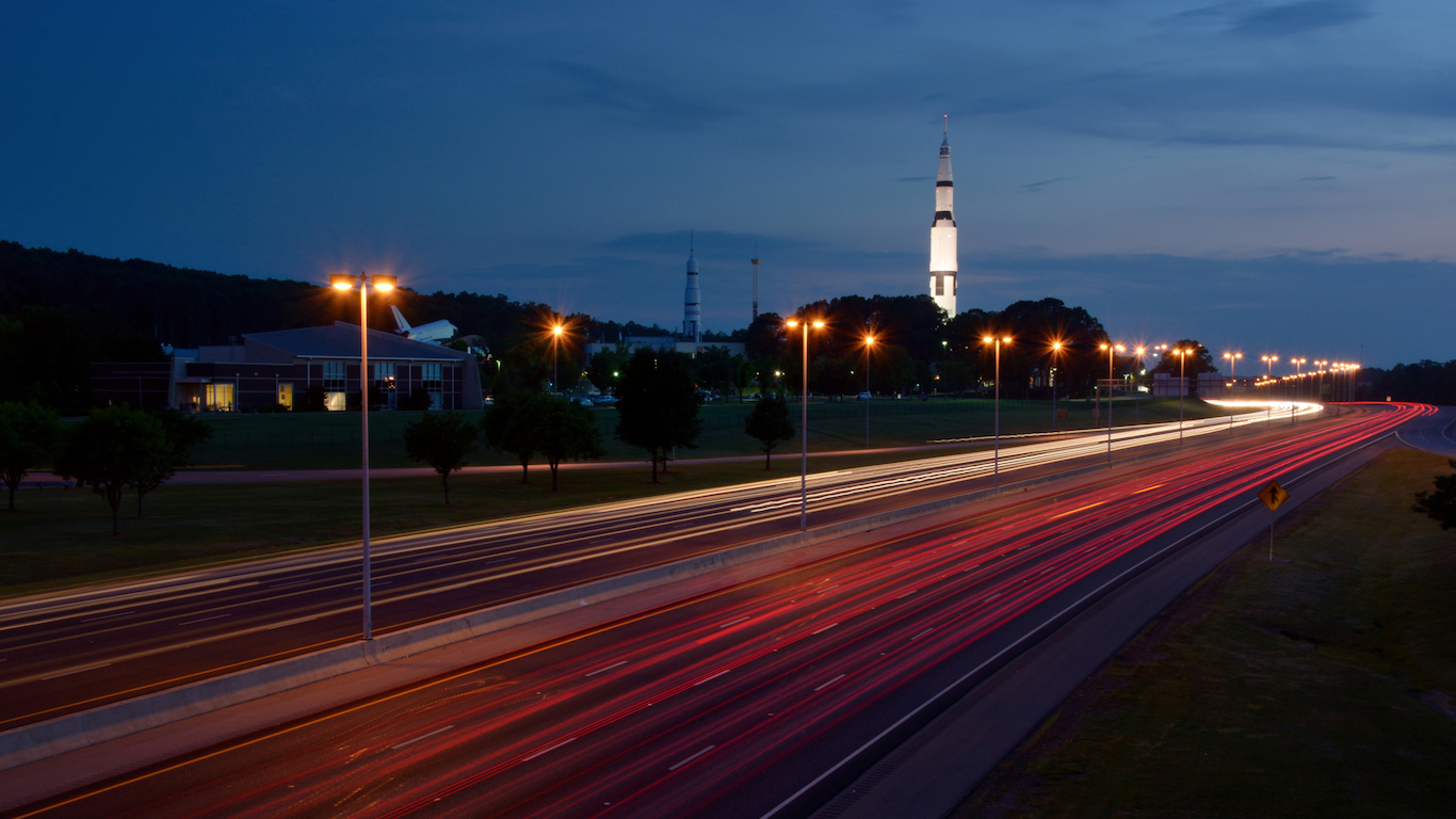 Cars going through Huntsville, Alabama.