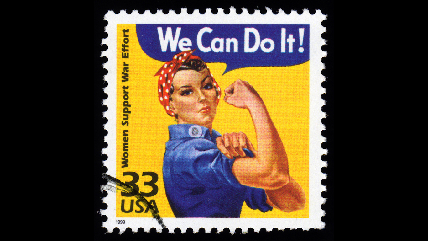 USA Postage Stamp Women Support War Effort, Women&#039;s Rights