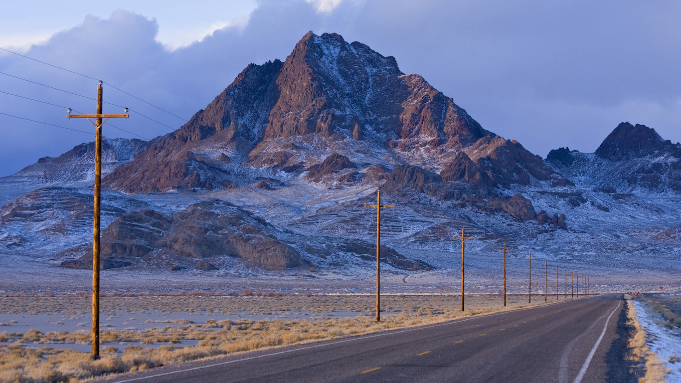 Road leading towards a mountain, Wendover Peak, Utah, USA