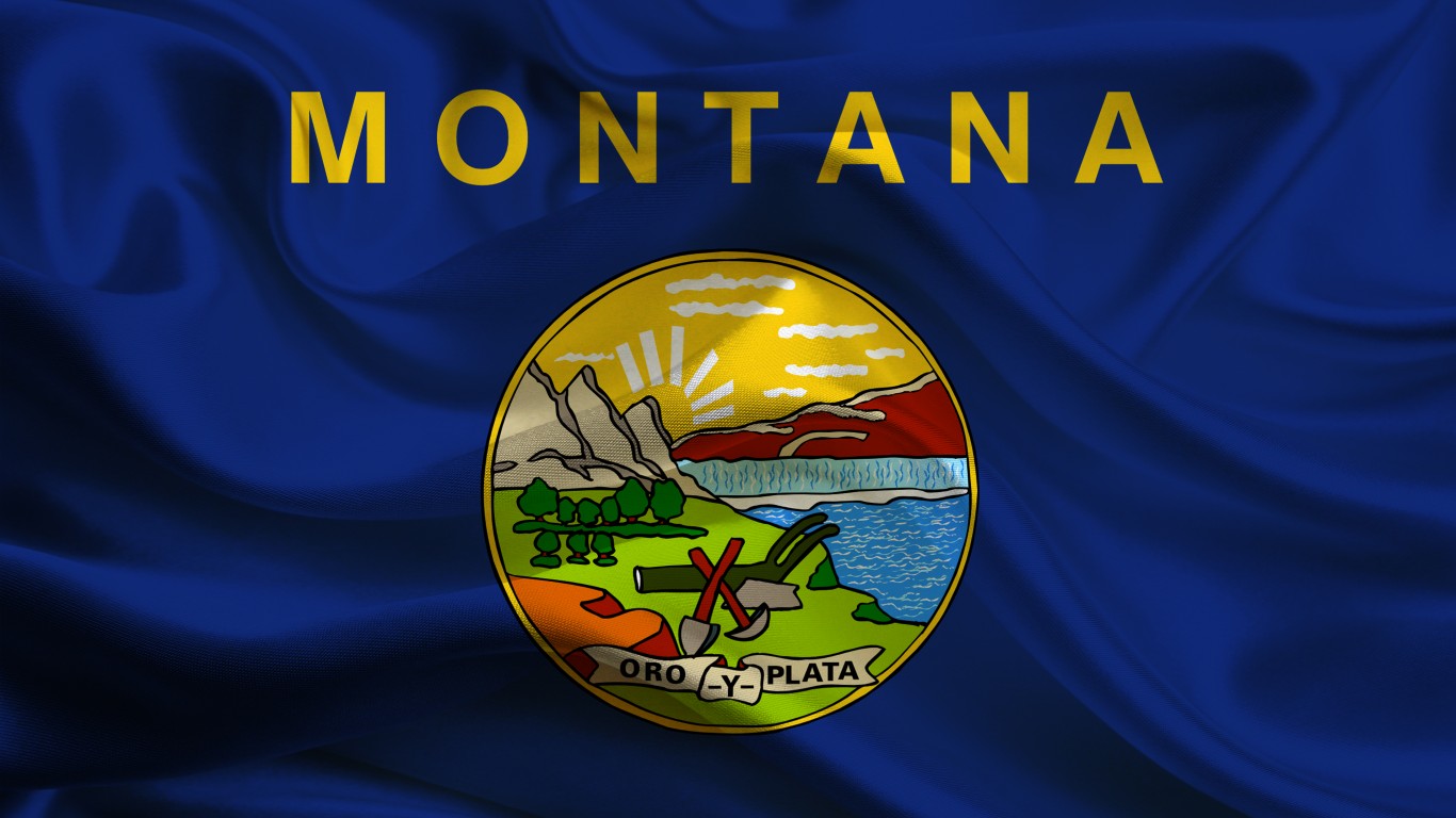 Montana State Flag, three dimensional render, satin texture. US State Flag, USA