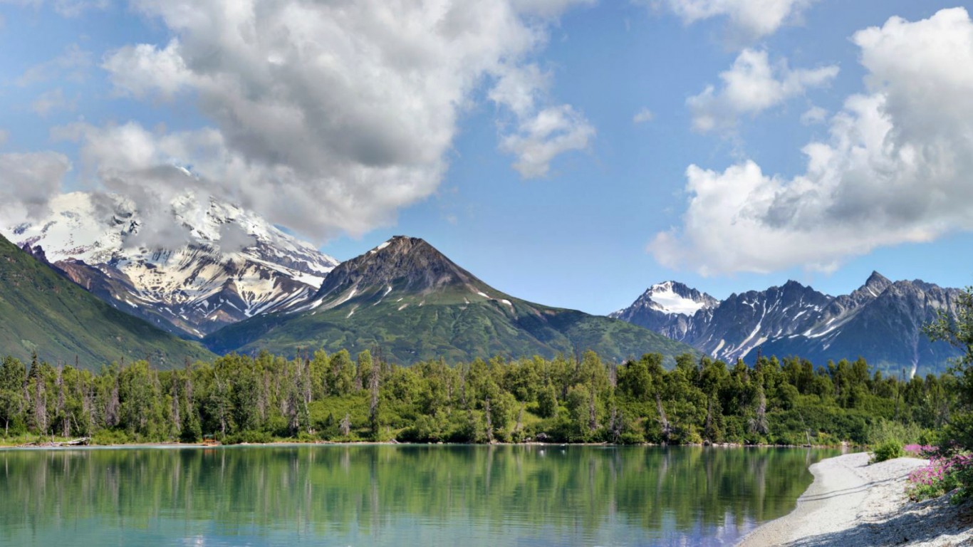 Redoubt Volcano at Crescent Lake by Lake Clark National Park &amp; Preserve