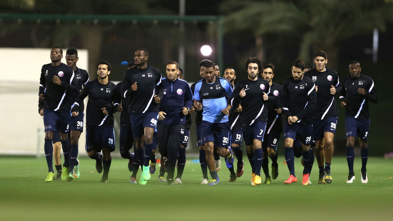 Qatar football team by Doha Stadium Plus Qatar