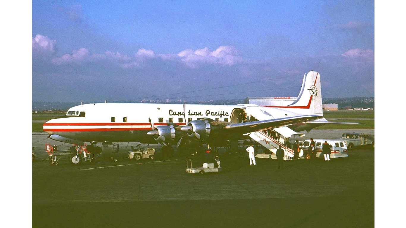 CF-CZQ DC-6B Canadian Pacific A-l 2 YVR 15NOV66 (5574944931) by Ken Fielding