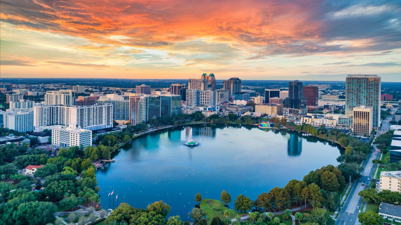 Florida | Orlando, Florida, USA Downtown Drone Skyline Aerial