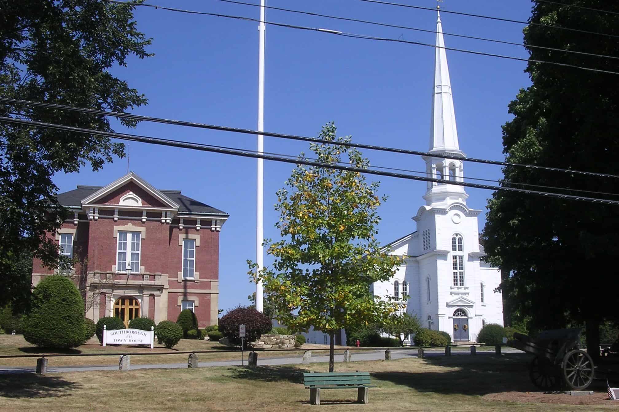 Town House and Congregational Church, Southborough MA by John Phelan