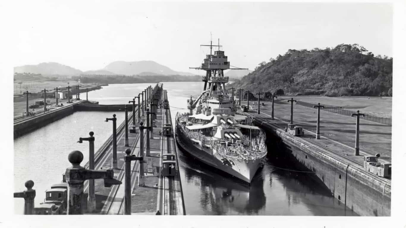 USS Oklahoma BB-37 in Panama C... by Harley Flowers