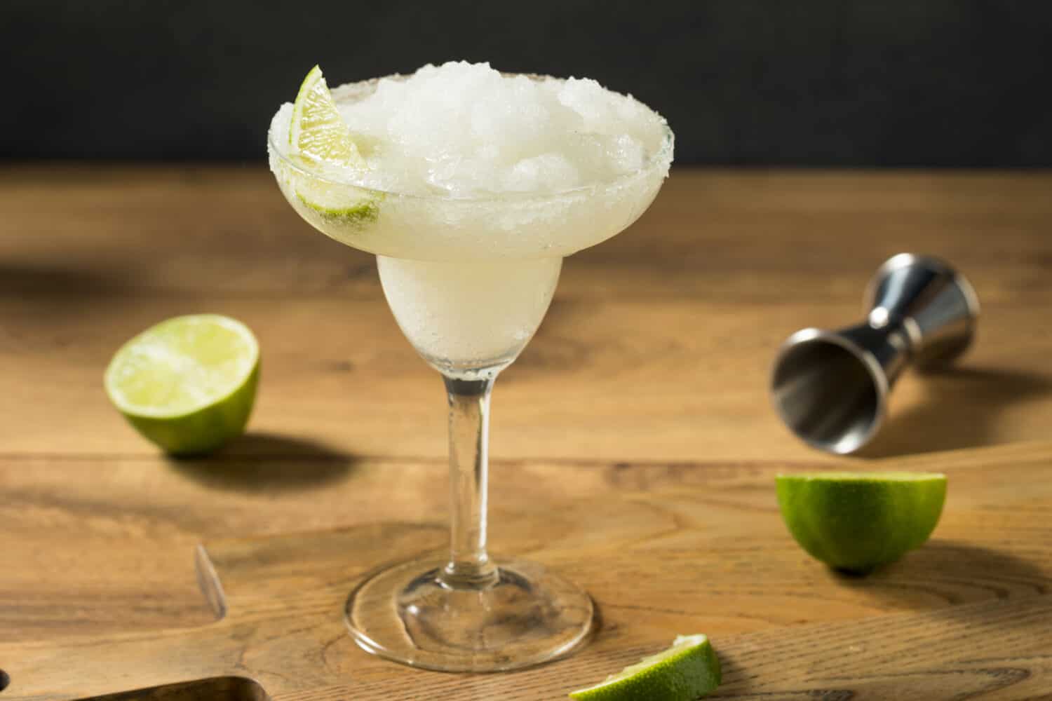 Refreshing Cold Boozy Frozen Tequila Margarita with Salt and Lime