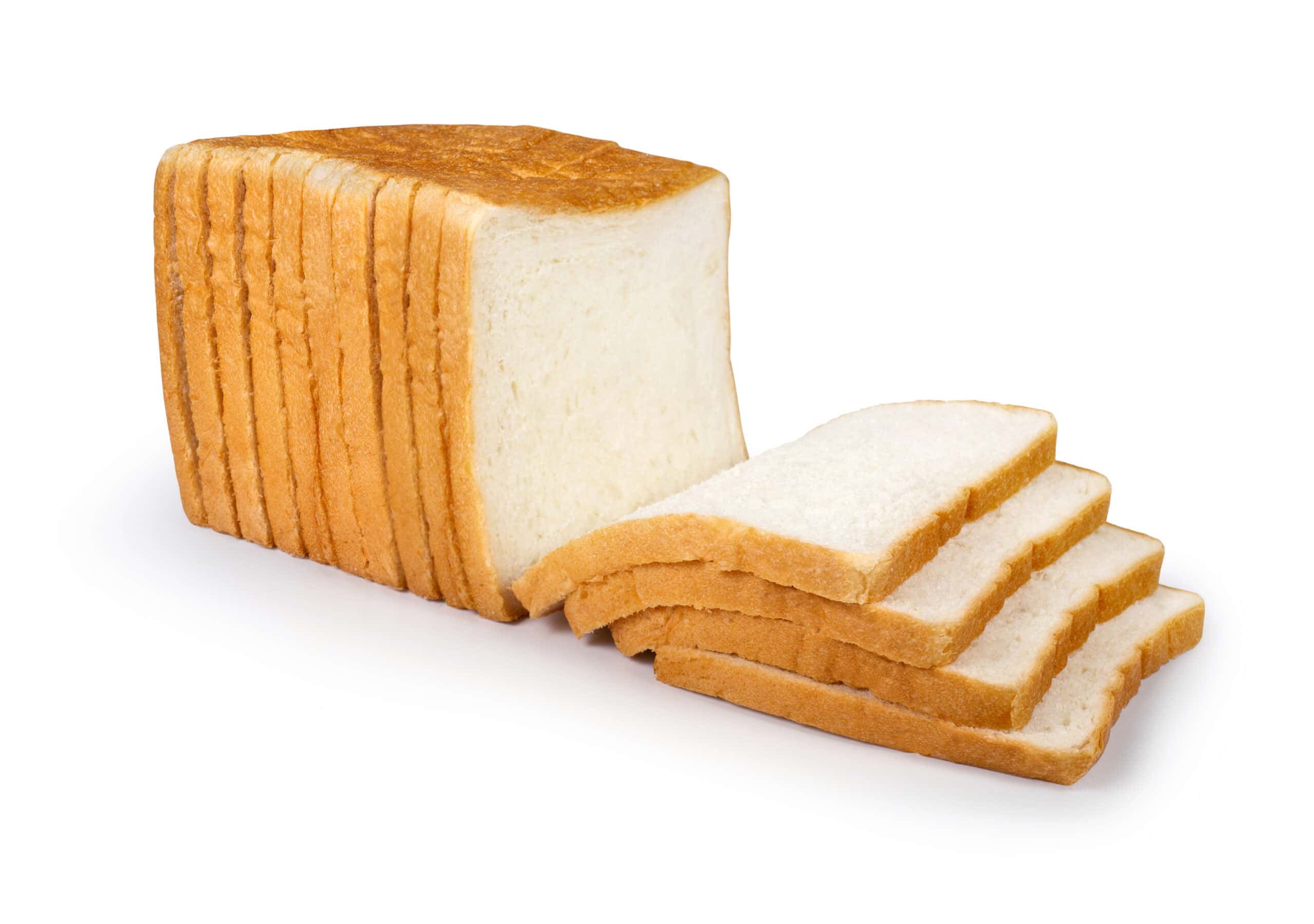 Slice of bread isolated on white background