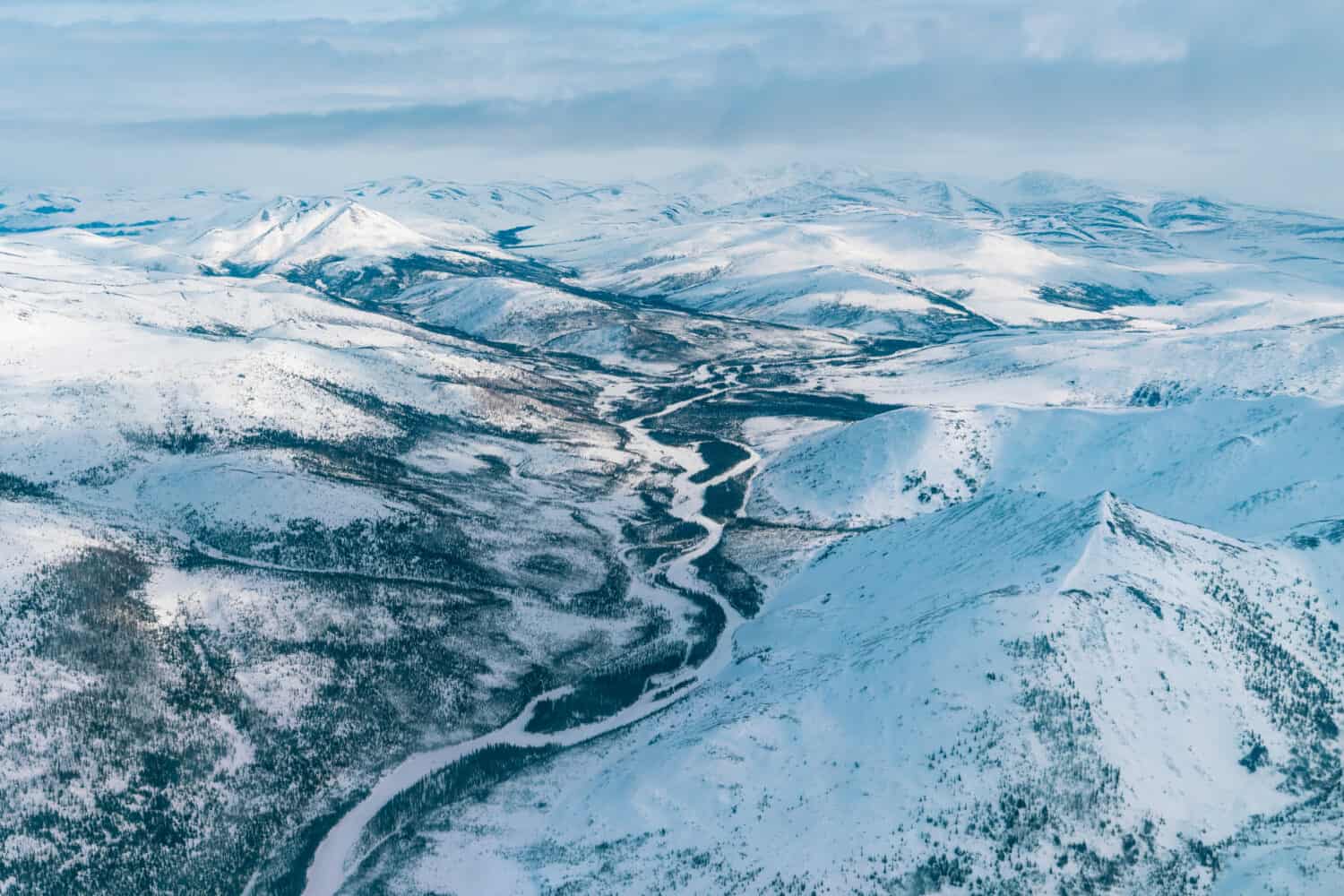 Koyukuk River in Alaska&#039;s Arctic National Wildlife Refuge from Bush Plane during Winter