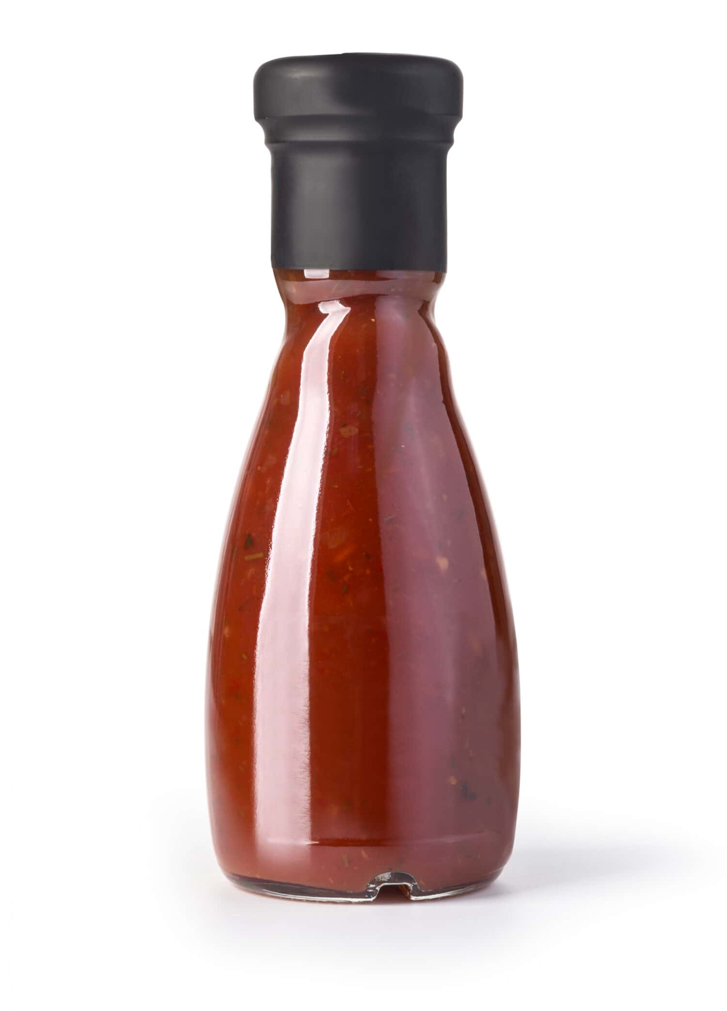 barbecue sauces in glass bottles with clipping path