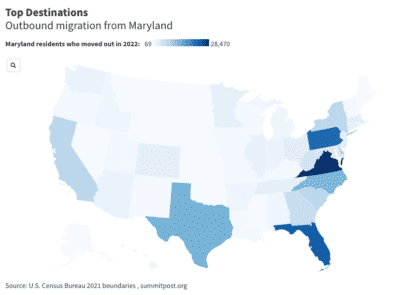 Where People From Maryland Are Moving to the Most