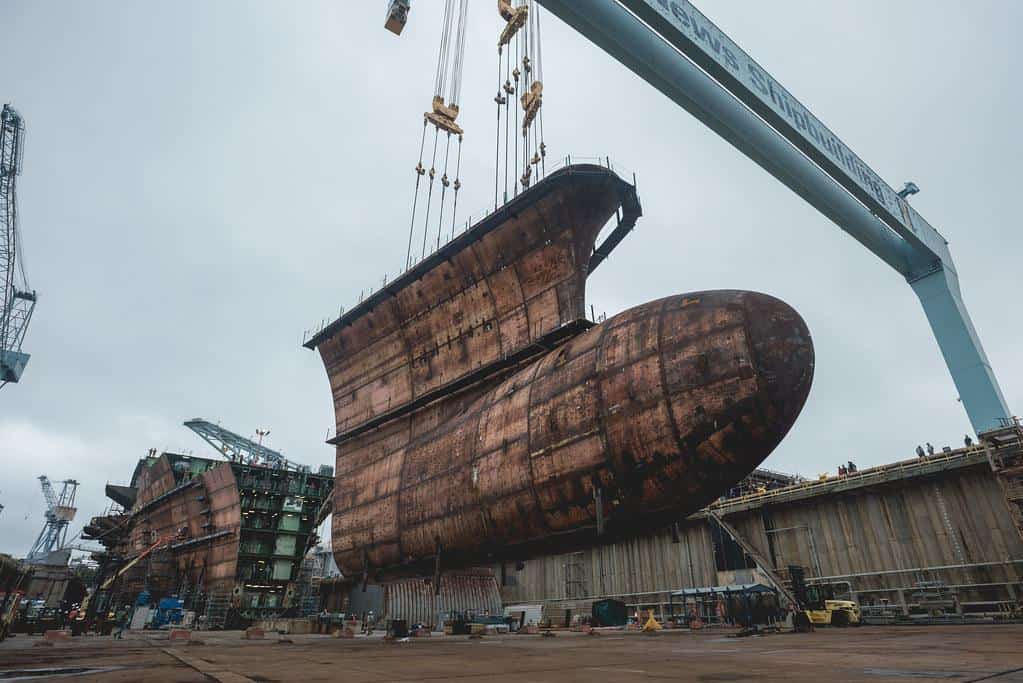 The final piece is put into the future aircraft carrier USS John F. Kennedy (CVN 79). by Official U.S. Navy Imagery