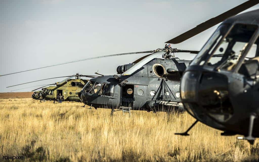 Kazakhstan+helicopter | Russian search and rescue MI-8 helicopters are seen at the landing site of the Soyuz TMA-08M spacecraft in a remote area near the town of Zhezkazgan, Kazakhstan. Original from NASA. Digitally enhanced by rawpixel.