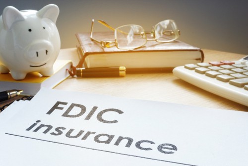 FDIC insurance on a side of piggy bank.