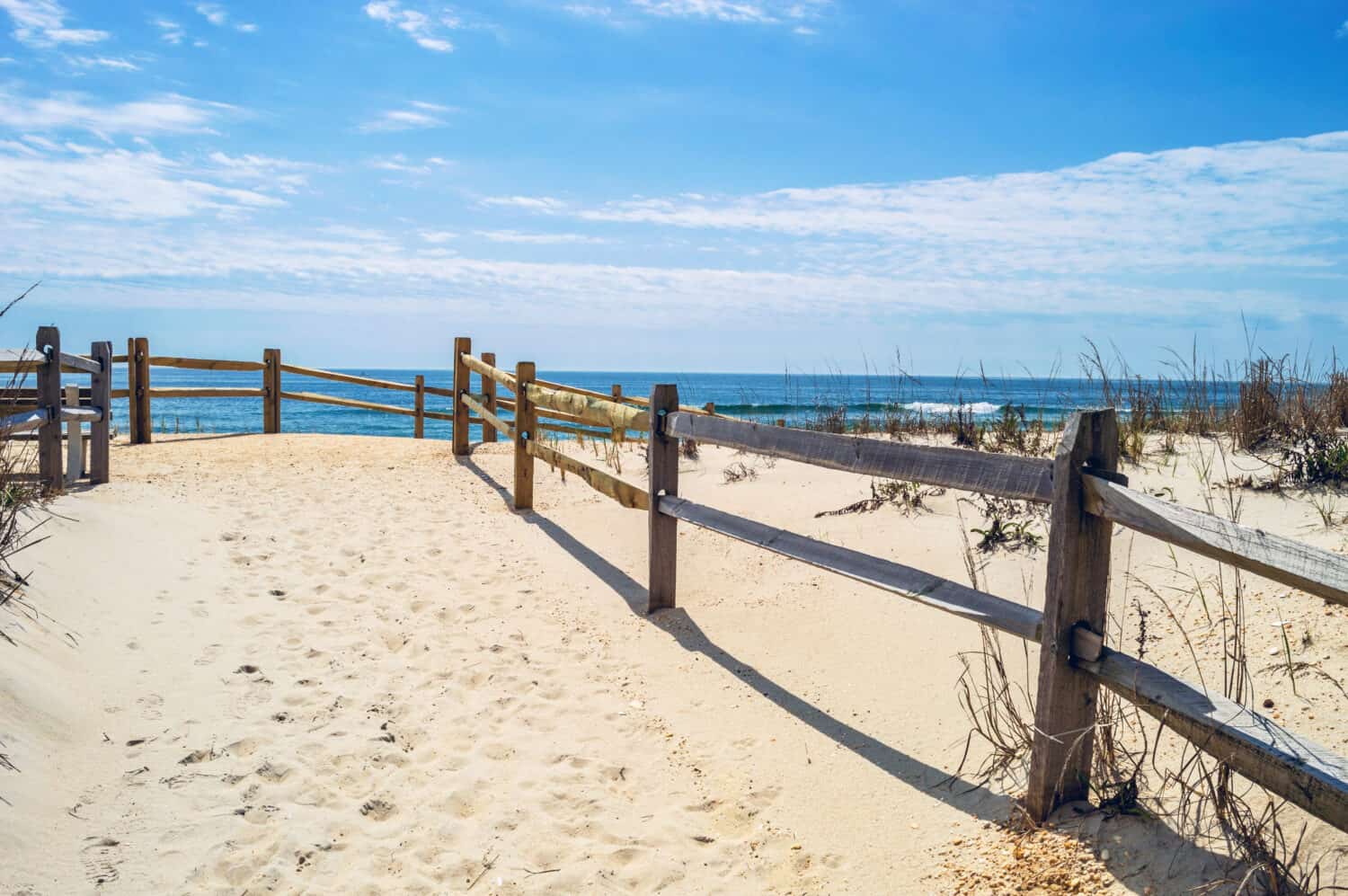 White sand leads to the beach in Surf City on Long Beach Island along the Jersey Shore.