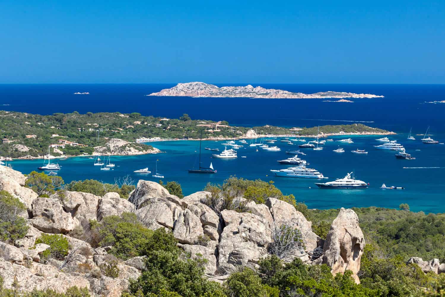 A summer view of Cala di Volpe bay, Sardinia