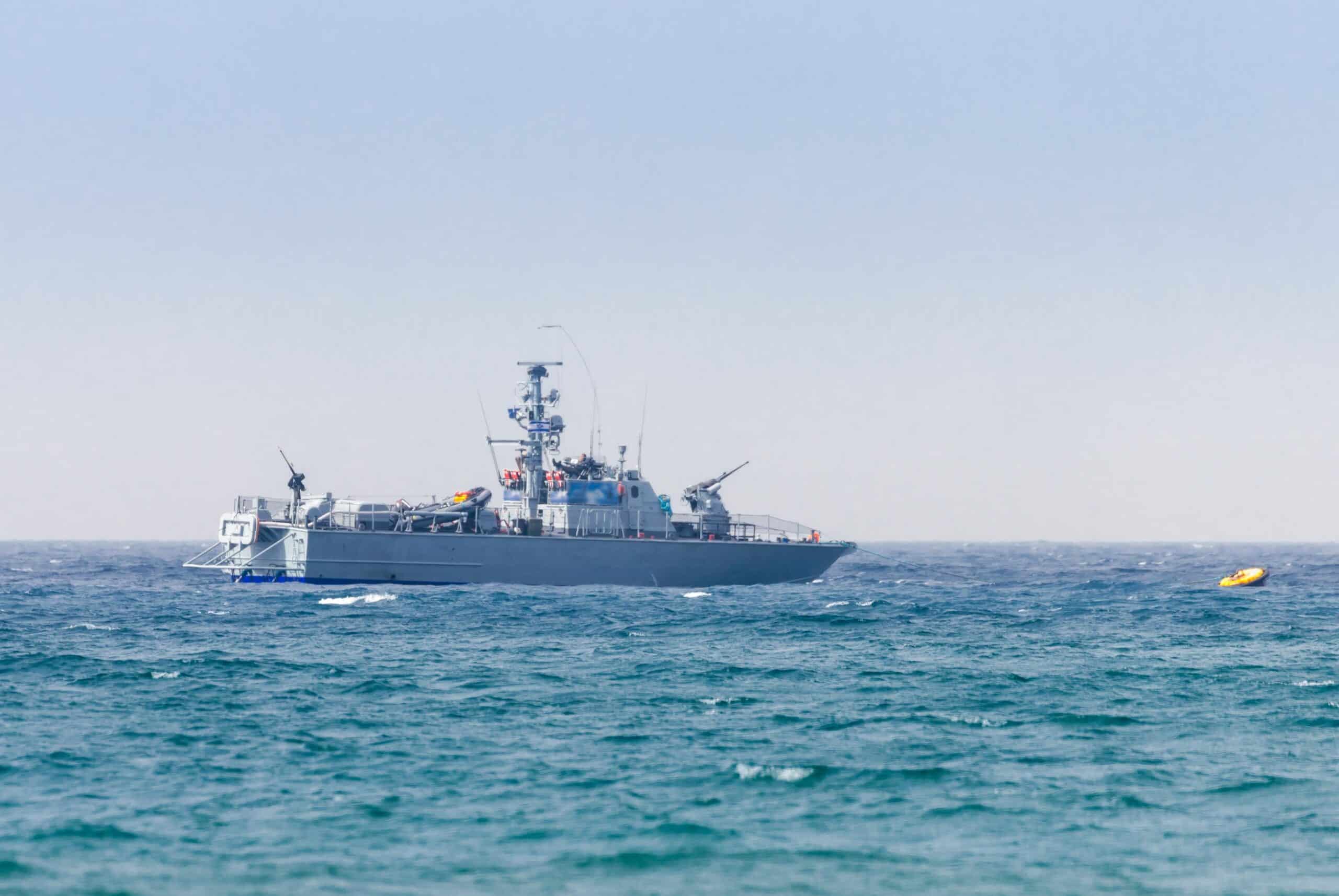 Israel navy | All-weather patrol boat patrol on a cloudy day near the shore of the sea space of the country