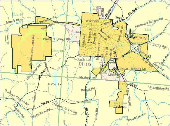 Jackson, Ohio | File:Detailed map of Jackson, Ohio.png