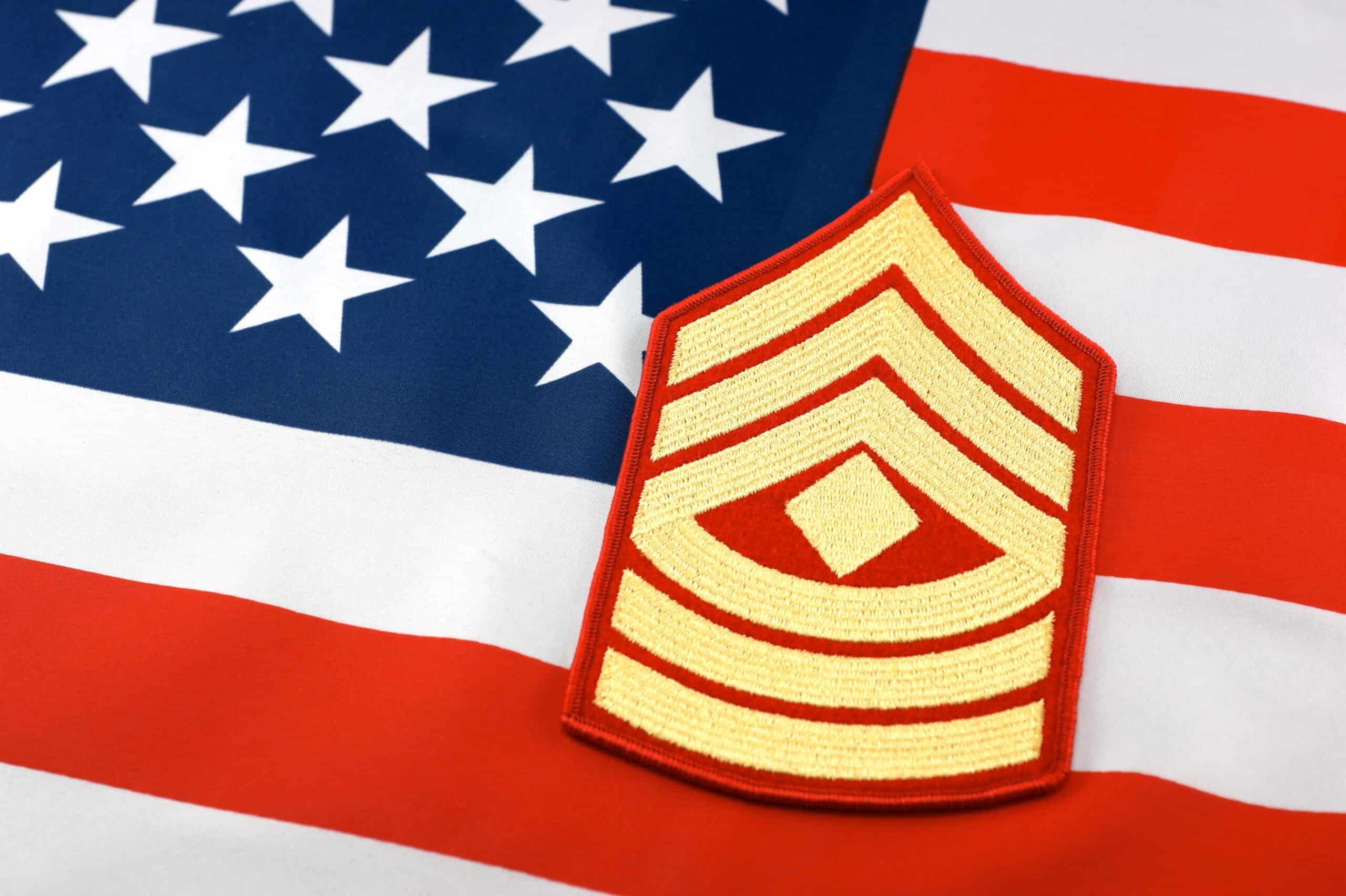 Marine Corps First Sergeant | Marine First Sergeant Rank Insignia and Flag Background