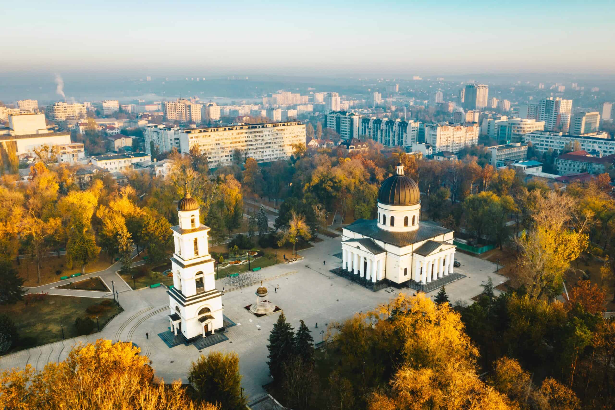 Moldova | Above Chisinau at sunset. Chisinau is the capital city of Republic of Moldova