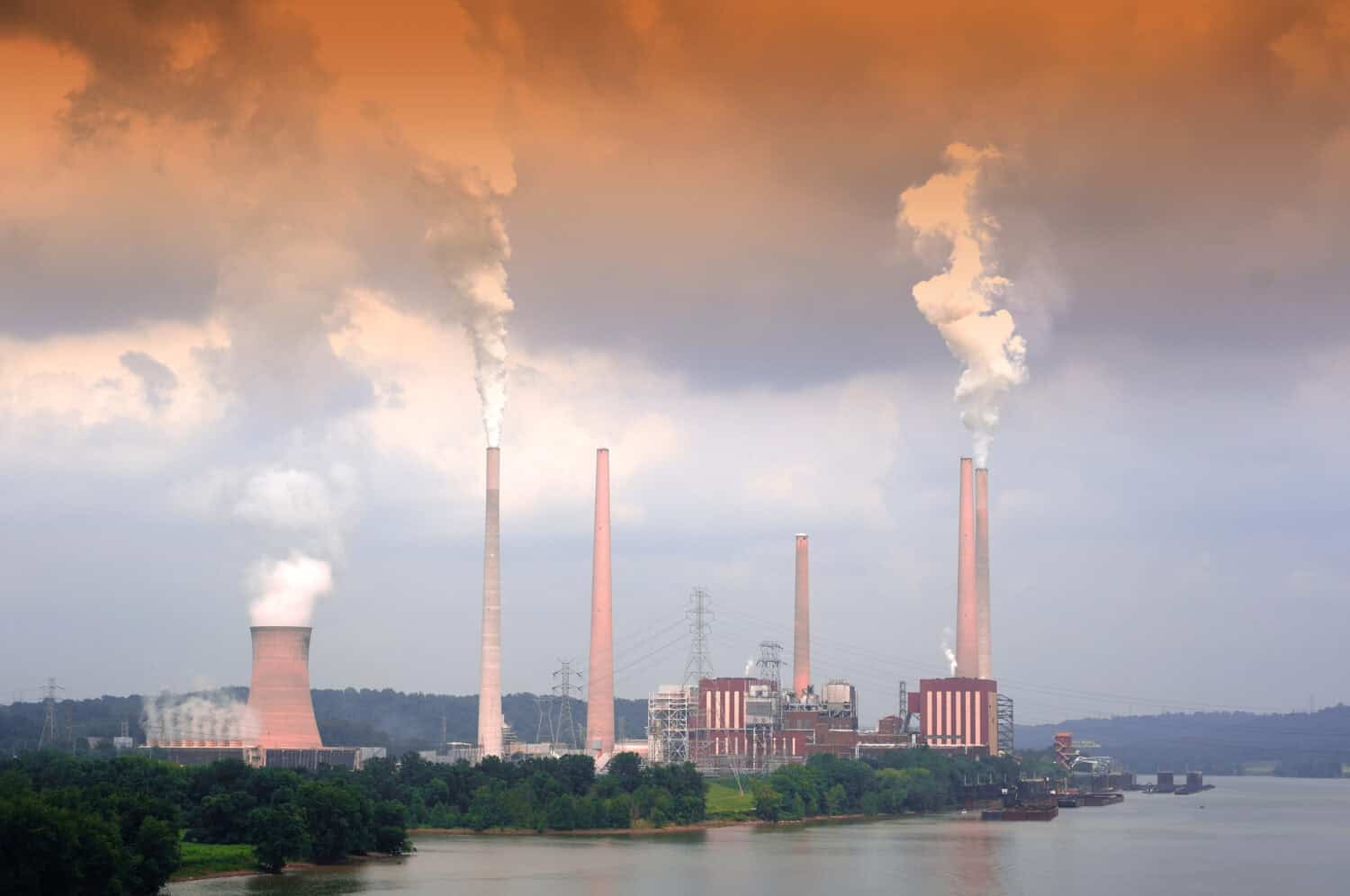 A coal plant on the Ohio River near Cincinnati Ohio USA