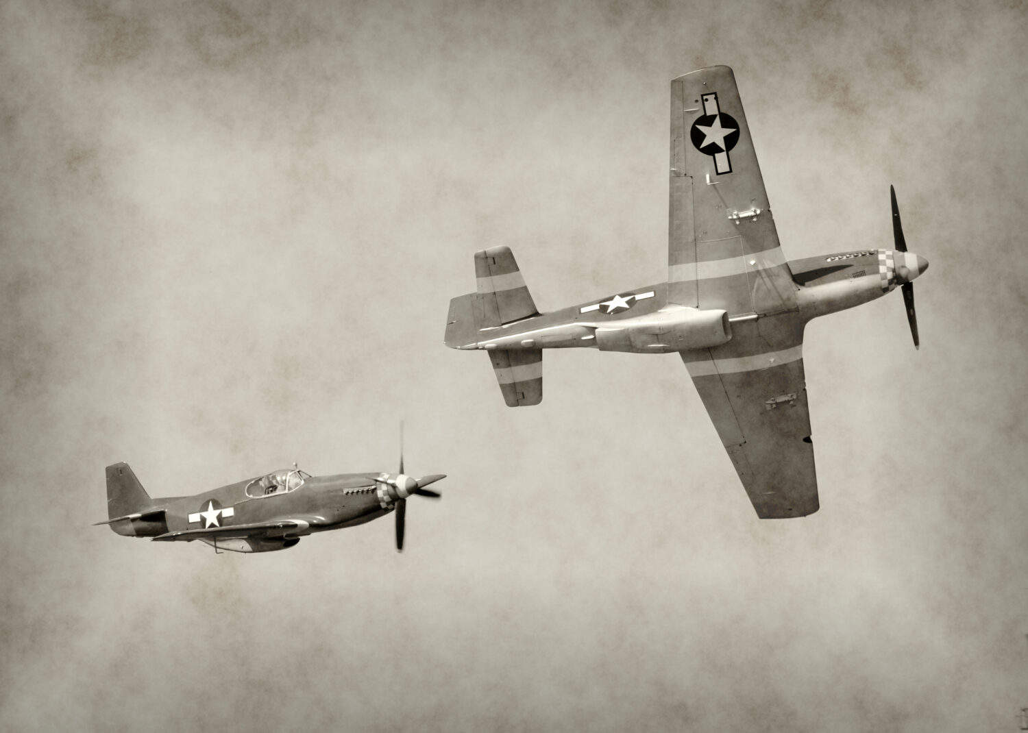 World War II fighter airplanes in flight