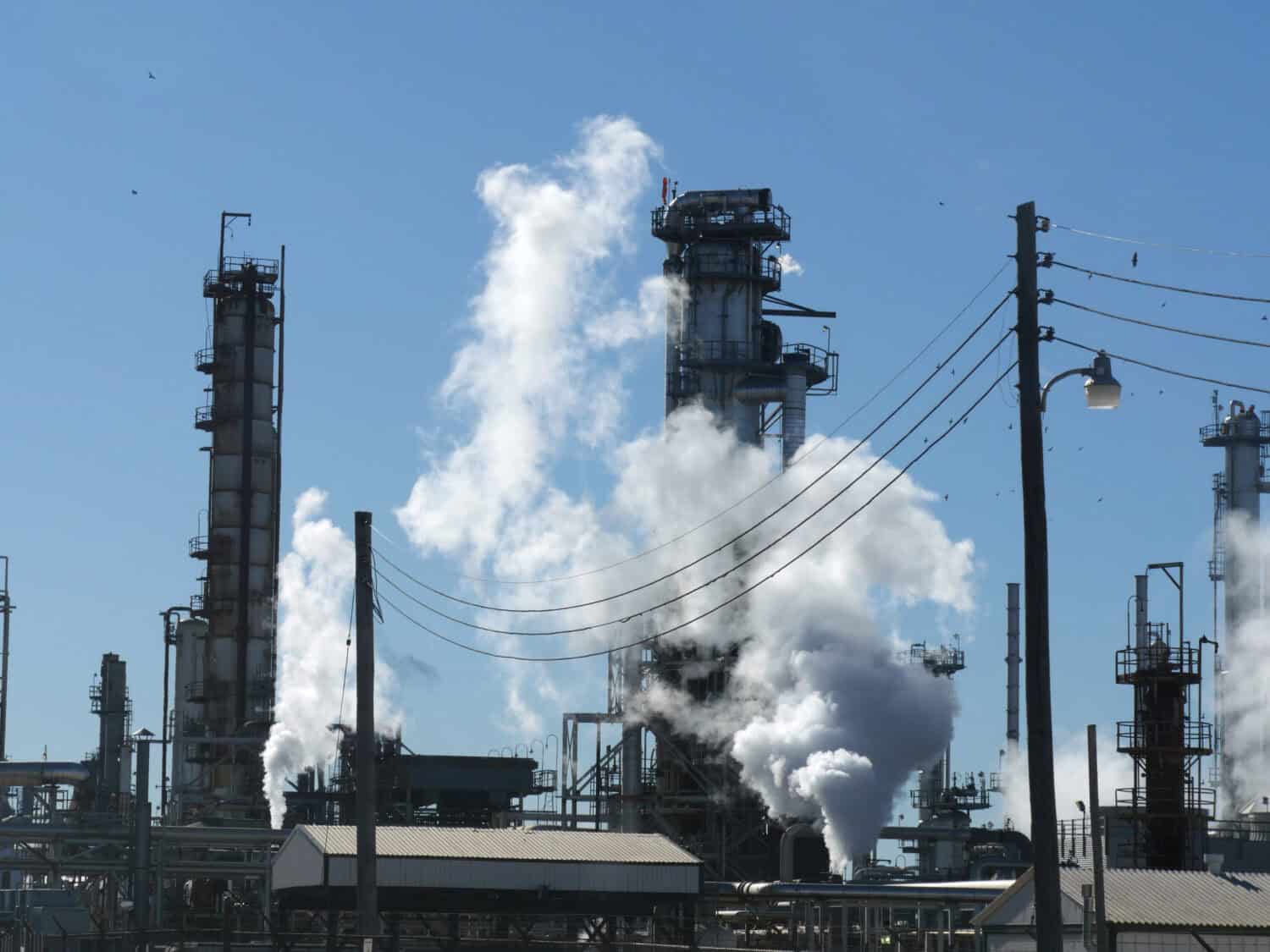 Smoke rises from a refinery plant in Wynnewood, Oklahoma.