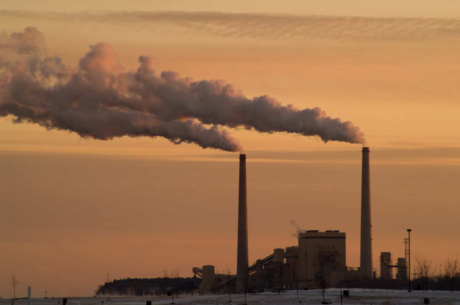 Lake Michigan Coal Power Plant at Sunset