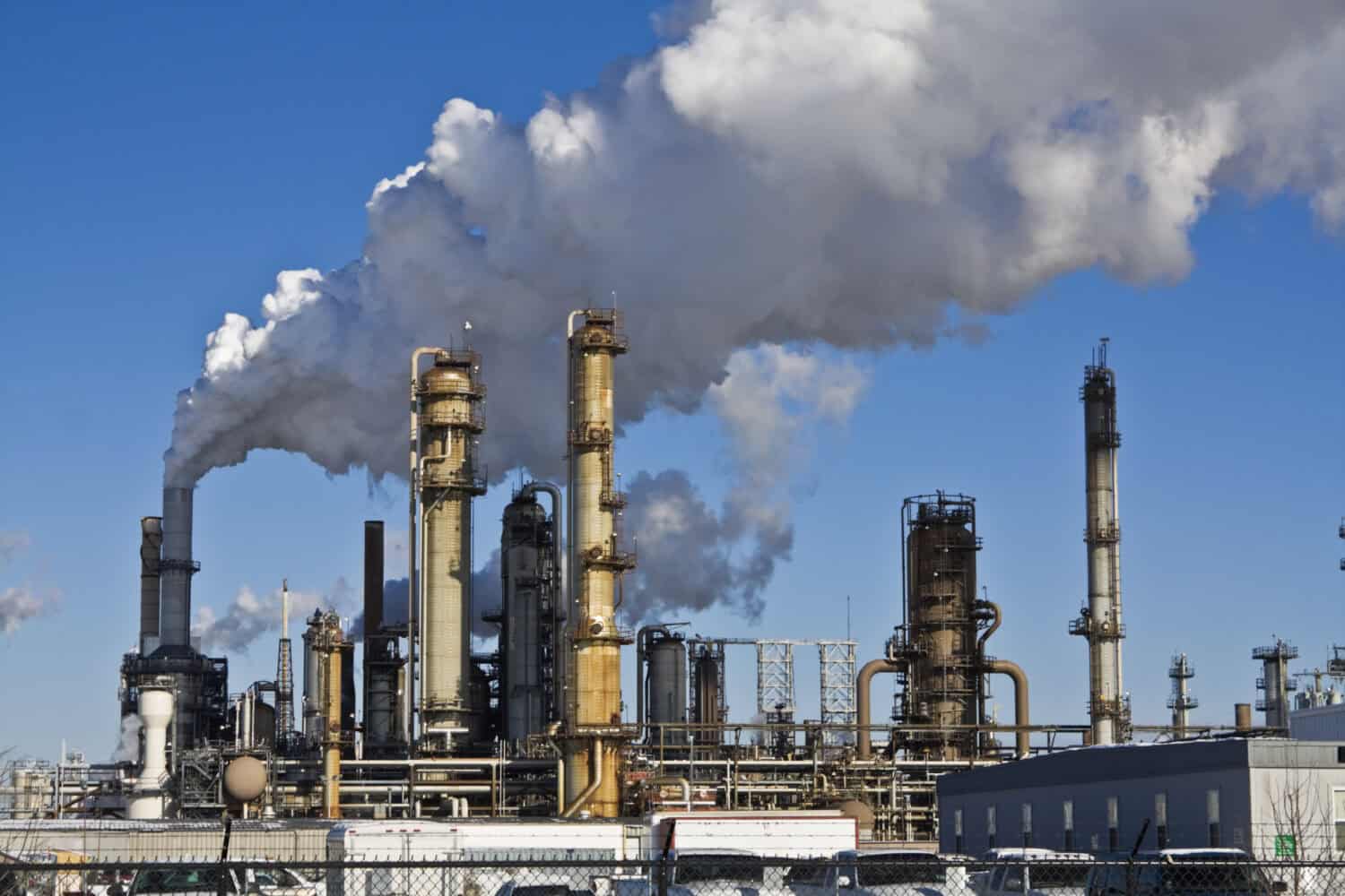 Smoking Refinery in Illinois, USA.