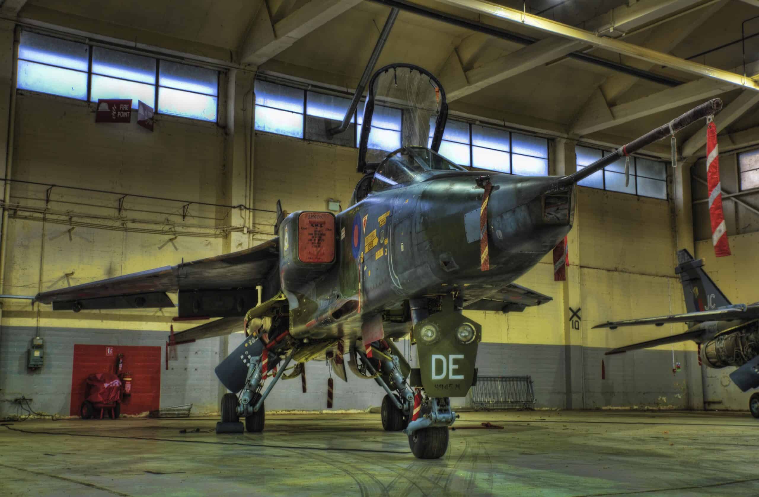 Nigeria+military+aircraft | SEPECAT &quot;Jaguar&quot; XX818 from 238 Squadron in hanger 3 at RAF Cosford