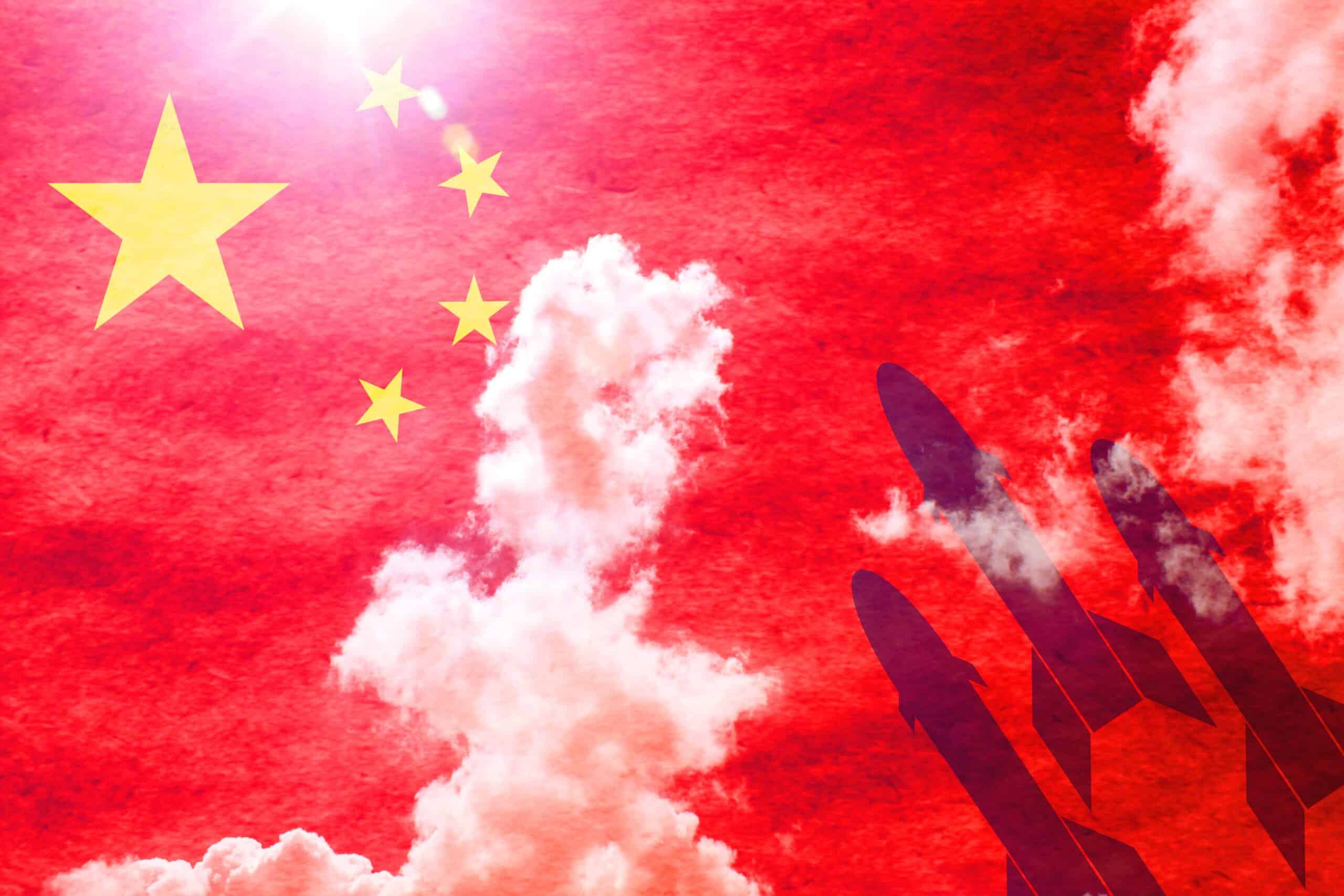 China nuclear | Missiles in front of sunny chinese flag