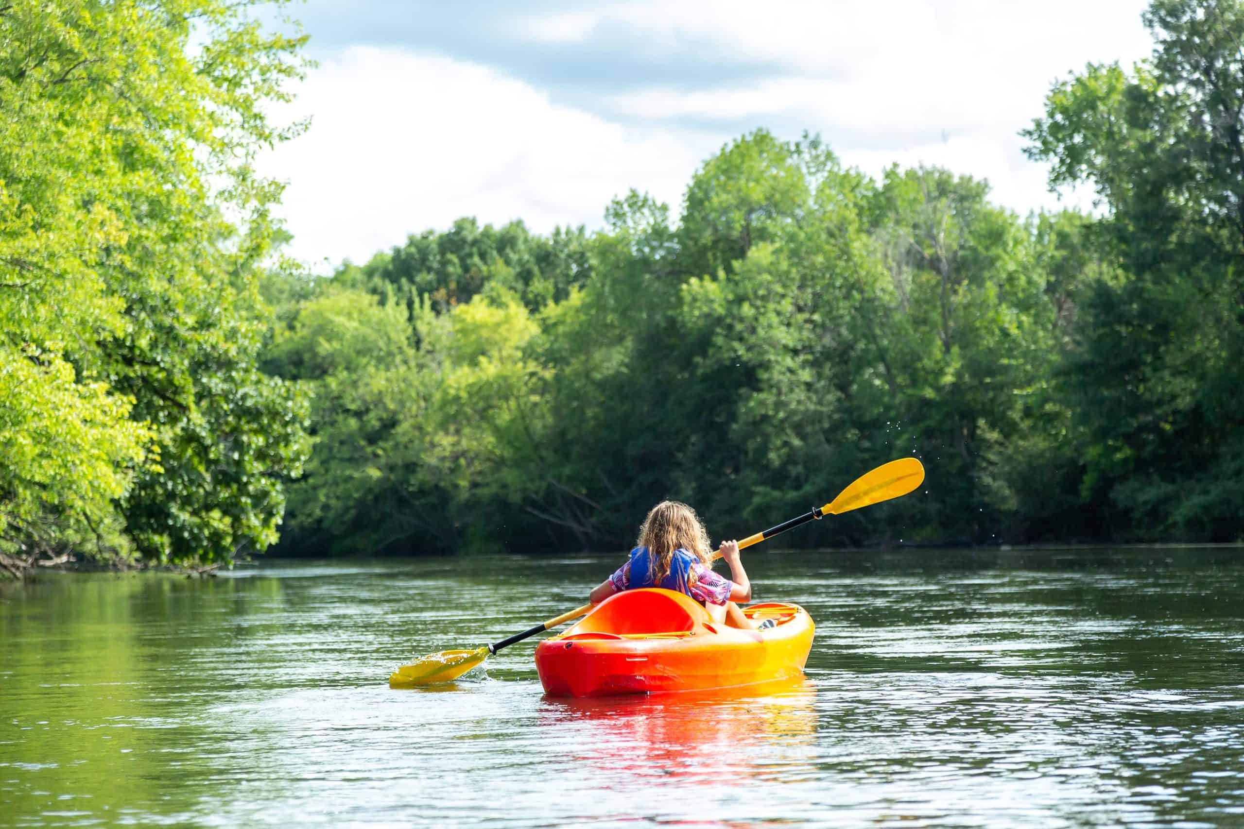 Elk River, Minnesota | Young Girl Kayaking on Elk River