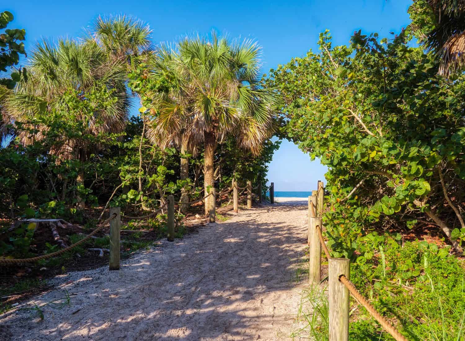 Entrance walkway to Blind Pass Beach on Manasota Key on the Gulf of Mexico in Englewood FLorida in the United States