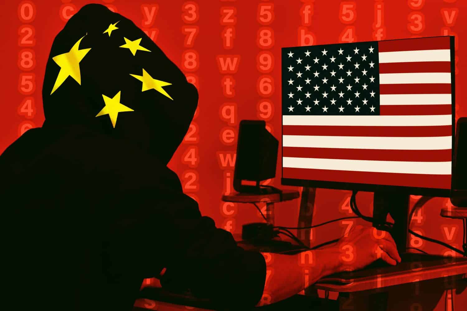 Chinese hacker attacks America. China vs USA. East versus West. Information war of two nations.