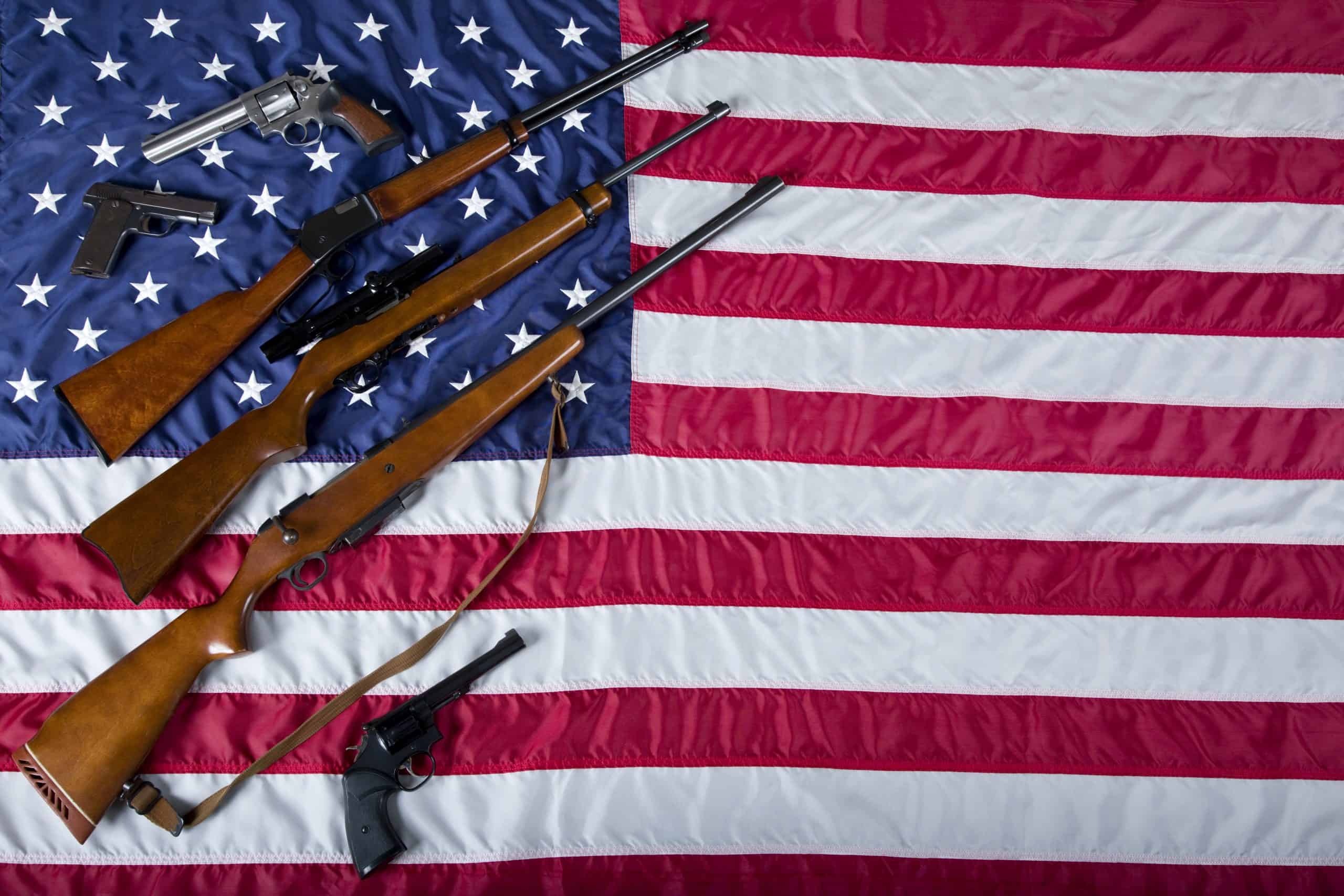 Firearms on American Flag background